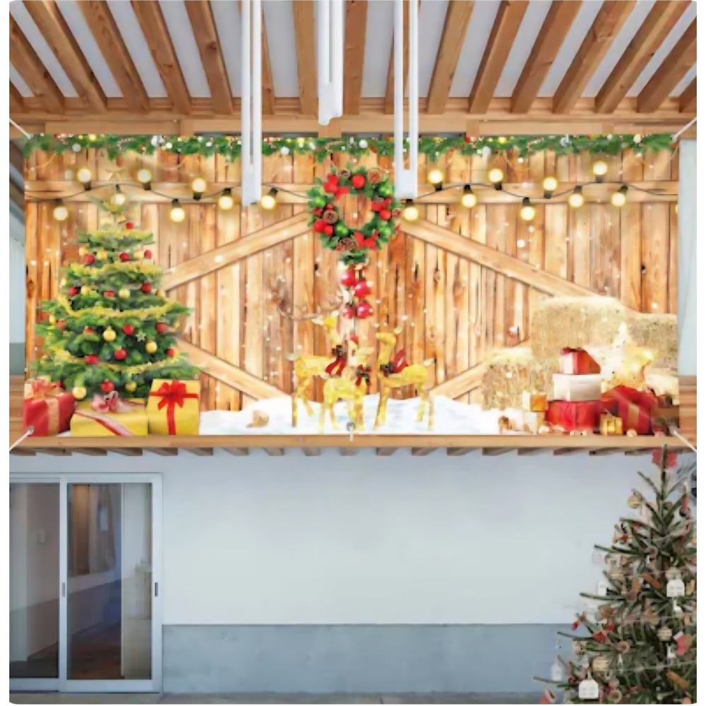 7x13ft Aprox Christmas Barn Wood Photography Backdrop for Holiday Celebrations - Picture 3 of 6